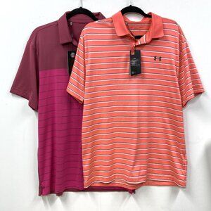 Set of 2 Under Armour Golf Polo Shirt Mens Large, HeatGear Performance Loose NEW